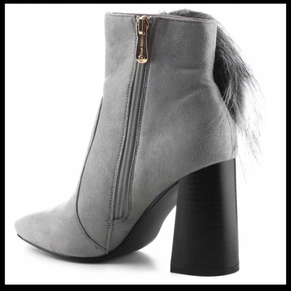 ANKLE BOOTIES GREY SUEDE HIGH HEEL ANKLE BOOTS A3C - Picture 3 of 8